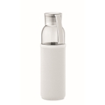 Botella de cristal reciclado con funda y tapón antifugas 500ml color beige