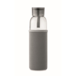 Botella de cristal reciclado con funda y tapón antifugas 500ml color gris oscuro quinta vista