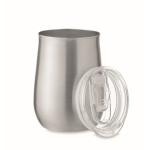 Vasos promocionales de acero reciclado con tapa deslizante 500ml color plateado mate