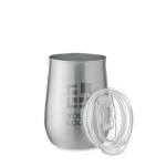 Vasos promocionales de acero reciclado con tapa deslizante 500ml color plateado mate vista de impresión