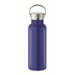 Botella de acero reciclado antifugas con tapón con asa 500ml color azul