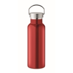 Botella de acero reciclado antifugas con tapón con asa 500ml color rojo