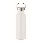 Botella de acero reciclado antifugas con tapón con asa 500ml color blanco