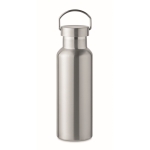 Botella de acero reciclado antifugas con tapón con asa 500ml color plateado mate