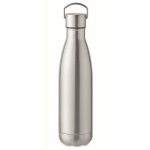 Botella térmica de acero reciclado con tapón antifugas con asa 500ml color plateado mate