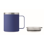 Vaso antifugas de acero inoxidable reciclado con tapa 300ml color azul septima vista