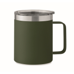Vaso antifugas de acero inoxidable reciclado con tapa 300ml color verde oscuro
