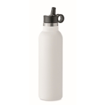 Botella antifuga con 2 tapones intercambiables y pajita 700ml color blanco