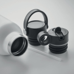 Botella antifuga con 2 tapones intercambiables y pajita 700ml color blanco