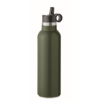 Botella antifuga con 2 tapones intercambiables y pajita 700ml color verde oscuro