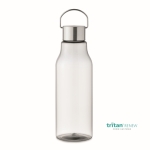 Botellas con logotipo hechas de tritán con tapa y asa de acero 800ml color transparente