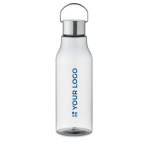 Botellas con logotipo hechas de tritán con tapa y asa de acero 800ml color transparente vista de impresión