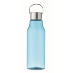 Botellas con logotipo hechas de tritán con tapa y asa de acero 800ml color azul transparente tercera vista