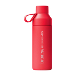 Botella termo de acero y plástico reciclado 500ml Ocean Bottle color rojo vista impresa logo 2