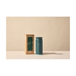 Termo de acero inoxidable y plástico reciclado 350ml Ocean Bottle color verde oscuro segunda vista con caja