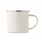 Taza vintage de metal sublimado con borde metalizado 200ml color blanco segunda vista