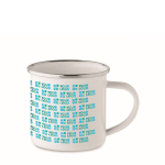 Taza vintage de metal sublimado con borde metalizado 200ml vista de impresión