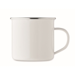 Taza vintage de metal sublimado con borde metalizado 500ml color blanco segunda vista