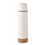Termo de acero inoxidable con doble pared y base de corcho 500ml color blanco