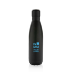 Botella de acero inoxidable reciclado para bebidas frías 500ml color negro vista de impresión