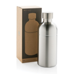 Botella de acero inoxidable reciclado con sistema antifugas 800ml color plateado