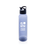 Botella de RPET ideal para el gimnasio con tapón de rosca 650ml color azul marino vista de impresión