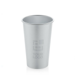 Vaso de aluminio reciclado con pared simple para bebidas 450ml color plateado vista de impresión