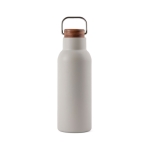 Botella de acero inoxidable reciclado con tapa de madera y asa 580ml color gris