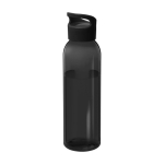 Botella transparente de plástico reciclado con asa en la tapa 650ml color negro