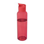 Botella transparente de plástico reciclado con asa en la tapa 650ml color rojo