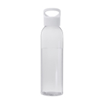 Botella transparente de plástico reciclado con asa en la tapa 650ml color blanco segunda vista frontal