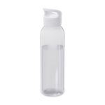 Botella transparente de plástico reciclado con asa en la tapa 650ml color blanco
