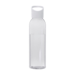 Botella transparente de plástico reciclado con asa en la tapa 650ml color blanco segunda vista trasera
