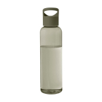 Botella transparente de plástico reciclado con asa en la tapa 650ml segunda vista frontal
