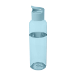 Botella transparente de plástico reciclado con asa en la tapa 650ml