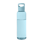 Botella transparente de plástico reciclado con asa en la tapa 650ml segunda vista frontal