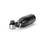 Botella de acero inoxidable reciclado con tapón antigoteo 500ml color negro tercera vista