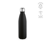 Botella de acero inoxidable reciclado con tapón antigoteo 500ml color negro