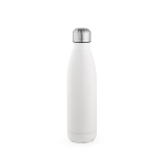 Botella de acero inoxidable reciclado con tapón antigoteo 500ml color blanco vista frontal