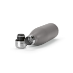Botella de acero inoxidable reciclado con tapón antigoteo 500ml color gris tercera vista