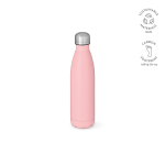 Botella de acero inoxidable reciclado con tapón antigoteo 500ml color rosa