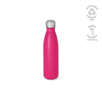 Botella de acero inoxidable reciclado con tapón antigoteo 500ml color fucsia