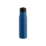 Botella de acero inoxidable reciclado con asa de cuerda 540ml color azul vista frontal