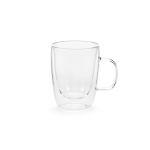 Taza de vidrio de borosilicato con doble pared 260ml color transparente