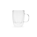 Taza de vidrio de borosilicato con doble pared 260ml color transparente vista frontal