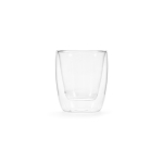 Vaso de vidrio de borosilicato de doble pared y sin asas 220ml color transparente vista frontal