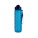 Botella con marcadores de consumición diaria de liquido1L color azul