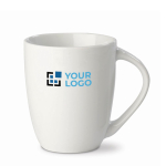 Taza blanca de cerámica con asa triangular hecha en EU 270ml vista principal