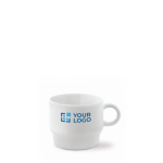 Taza de porcelana blanca con opción apilable hecha en EU 180ml vista principal