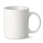 Típica taza blanca de porcelana hecha en EU con capacidad de 300ml color blanco